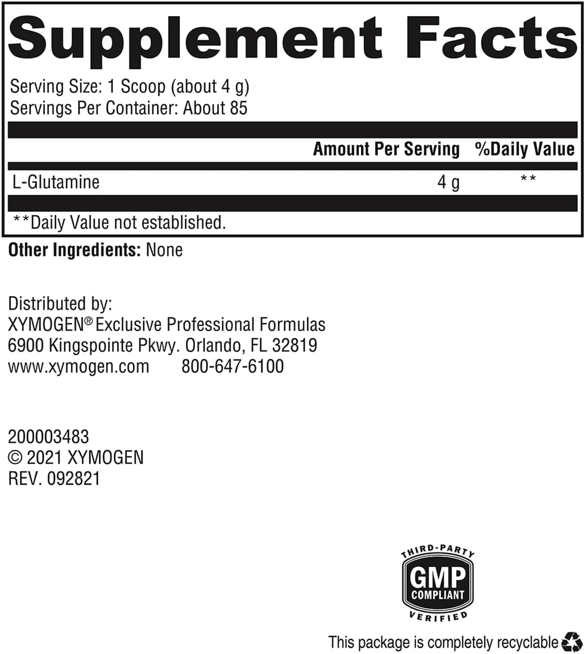 L-Glutamine 85 Servings