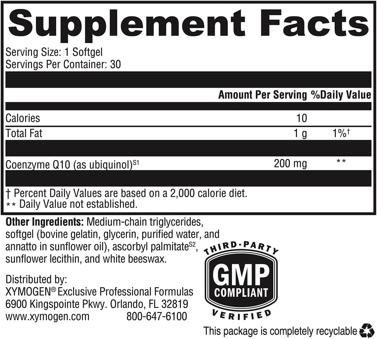 CoQmax™ Ubiquinol 200 mg 30 Softgels