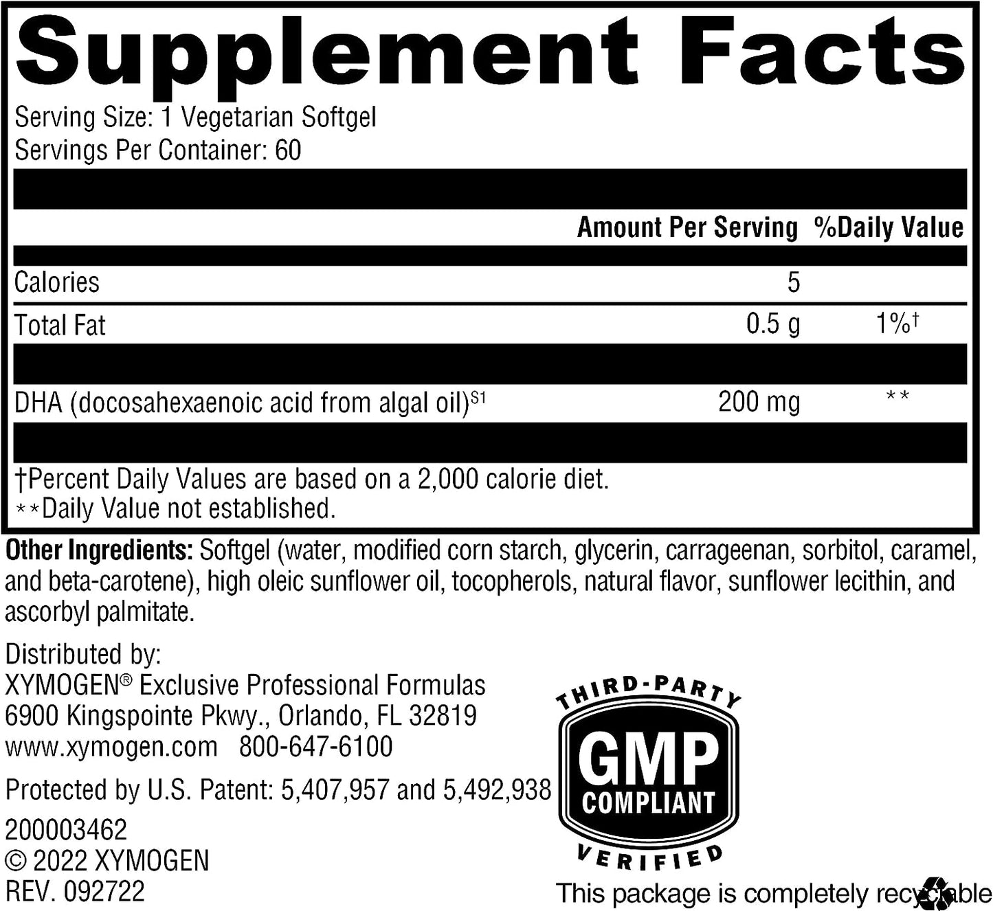 DHA from Algae 60 Softgels