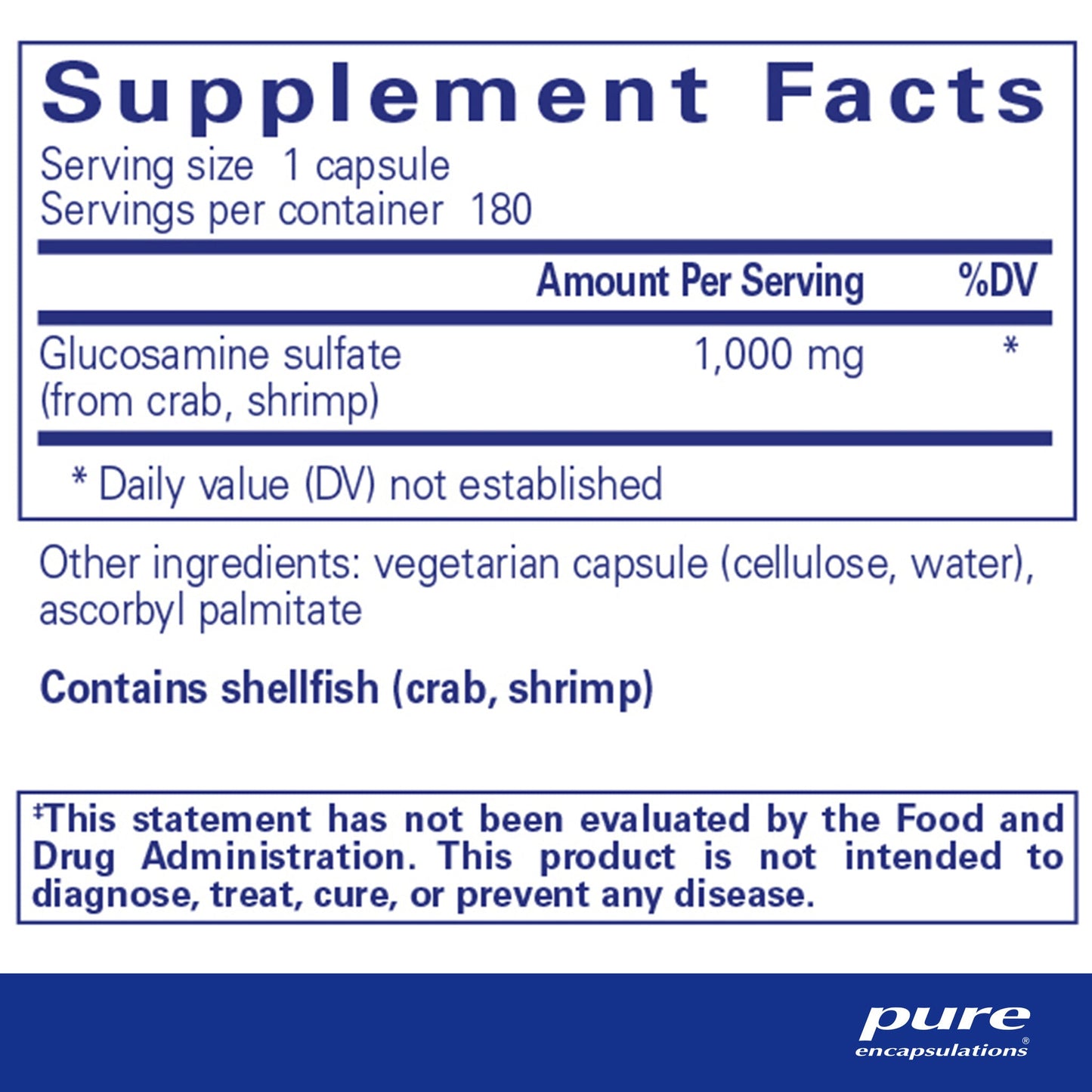 Glucosamine Sulfate 1,000 mg.