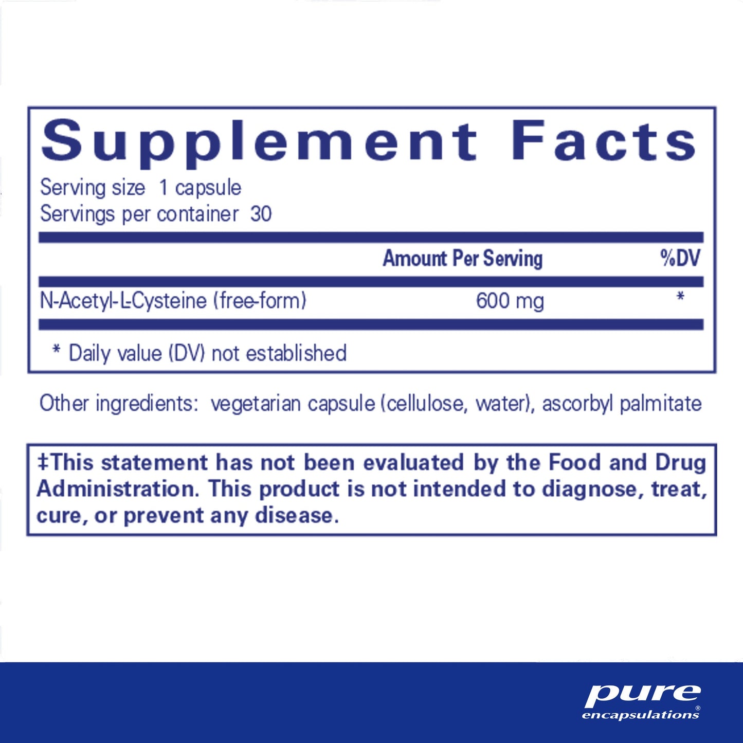 NAC (N Acetyl l Cysteine) 600 mg.